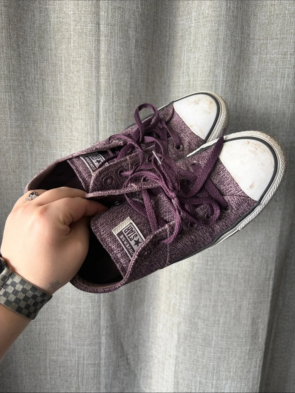 Converse Low Top Sneakers in Plum Canvas